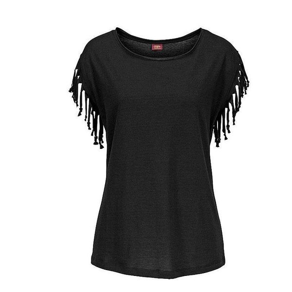 

wholesale casual stylish batwing sleeve womens t shirt o neck tassel khaqi green black three color tees s 5xl, White