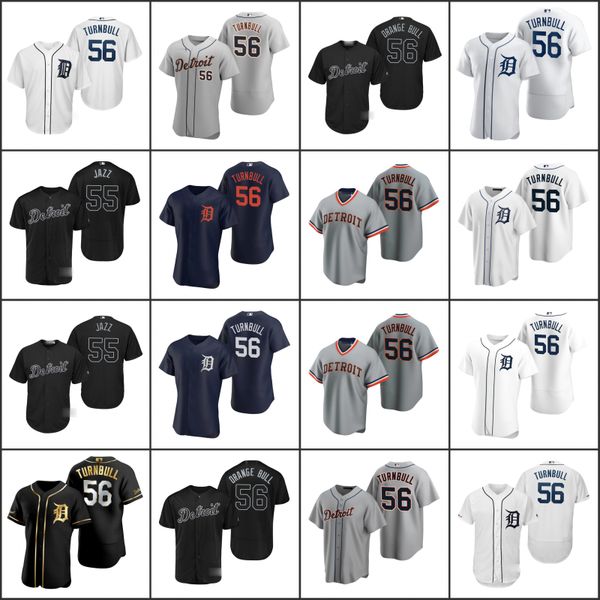 

detroit tigers men 56 spencer turnbull 55 john hicks jazz women youthjersey, Black;red