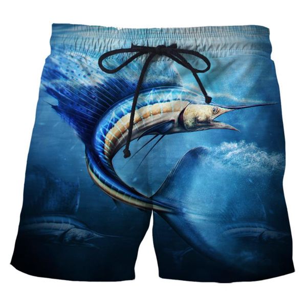 

cool men's 3d beach pants deep sea sailfish print fashion shorts, White;black