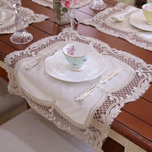 

mats & pads beauty lace place mat placemat 4pcs/lot europe pink white dinner table romantic dec wholesale fg787