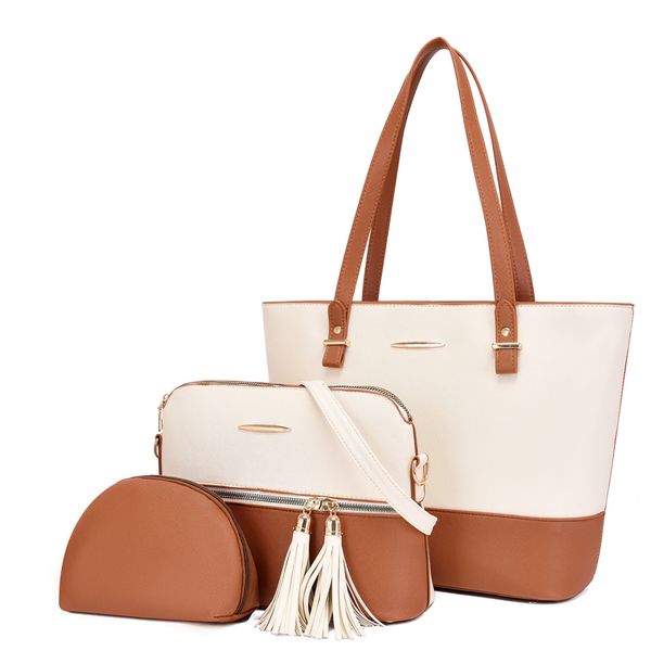 Rosa Sugao Designer-Damentaschen 3 Stück/Set PU-Lederhandtaschen Tote Umhängetasche Schulter hochwertige Geldbörse mit Brieftasche 4 Farben wählen