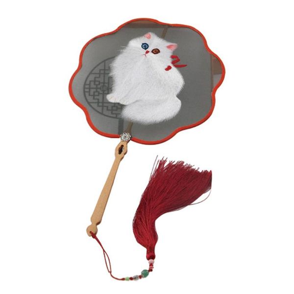 

wedding flowers cute kitten handmade silk fan famous chinese culture suzhou embroidery double-sided series with gift box