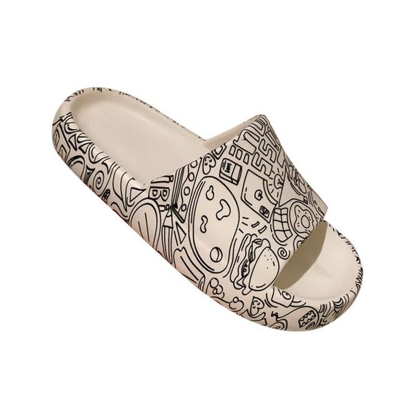 

slippers 5529tyyh tide wear cool sandals home stepping on feeling soft thick sole personality graffiti women's summer shoes, Black