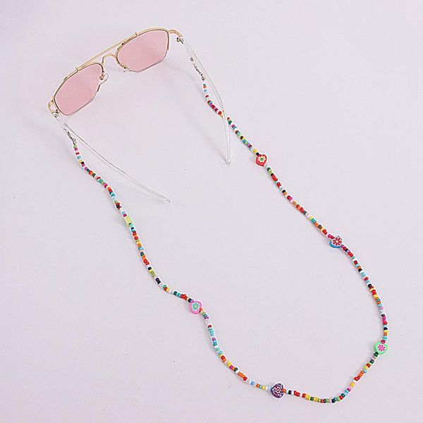 

sunglasses frames trend polymer clay heart flower spacer beaded glasses chain colorful strand eyeglasses straps mask necklace lanyard, Silver