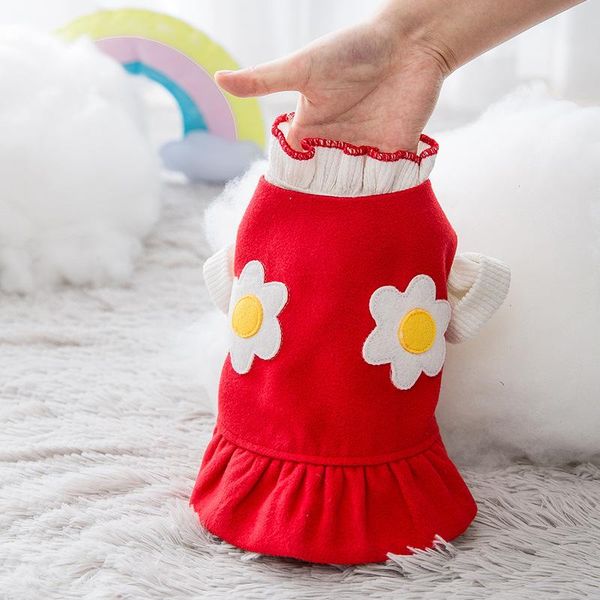 

dog apparel clothes autumn and winter cat princess skirt two piece flower small pet