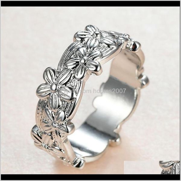 

jewelryvintage female metal big ring charm sier color wedding rings for women dainty bride flower engagement drop delivery 2021 czwgx, Slivery;golden