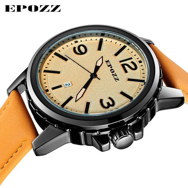 

wristwatches epozz prevent metal allergy series japan mov watch men leather strap relogio masculino, Slivery;brown