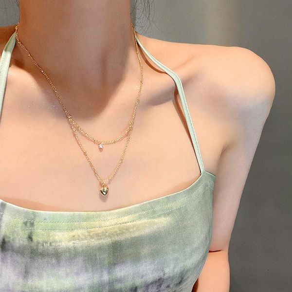 

chains 2021 retro multi-layer necklace for women baroque titanium steel clavicle chain sweet girl summer fashion jewelry wholesale, Silver