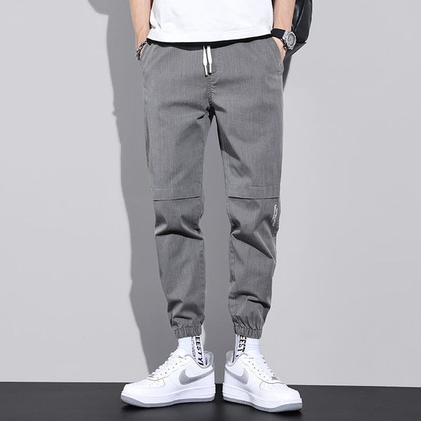 

men's pants spring summer loose cotton korean harlan all-match harajuku style beam feet casual pant men outdoor cargo trousers, Black