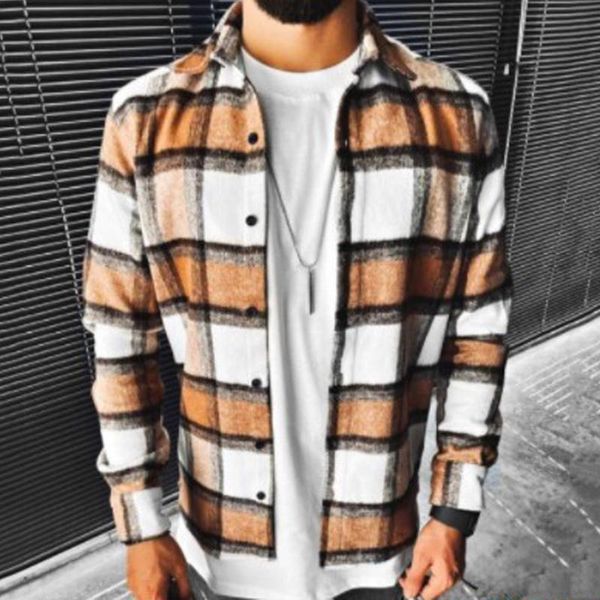 

men's jackets plaid print men korean style overcoat streetwear windbreaker harajuku oversize women's winter jacket coats 4, Black;brown