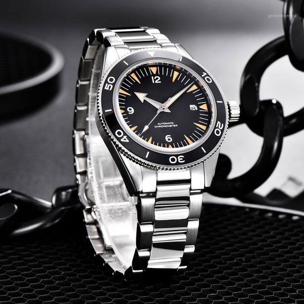 

wristwatches 316l ss mens watch 41mm nh35 miyota8215 seagull automatic movement waterproof swim luminous-, Slivery;brown