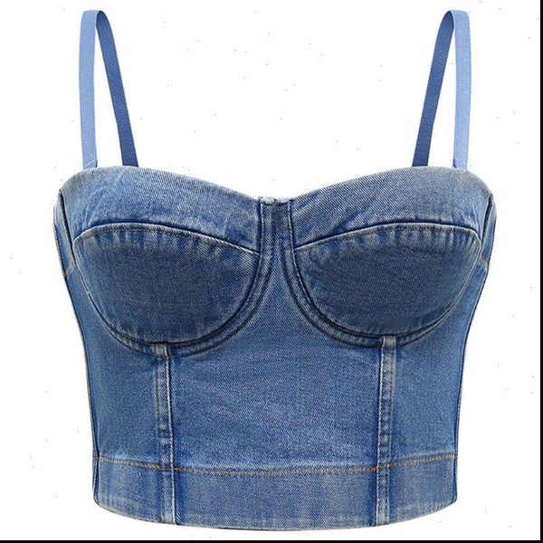 

women womens tanks detachable straps crop retro denim push up bustier corset club camis 23ge drop, White