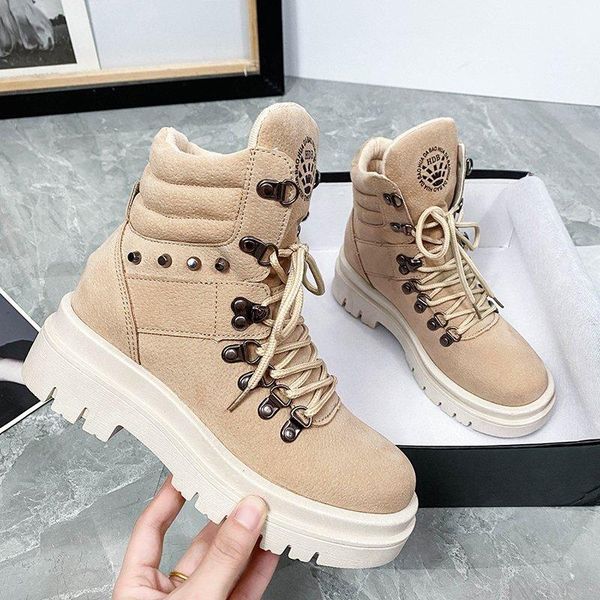 

boots 2021 winter women fashion ankle brand platform women's chunky sneakers high shoes woman gladiator black