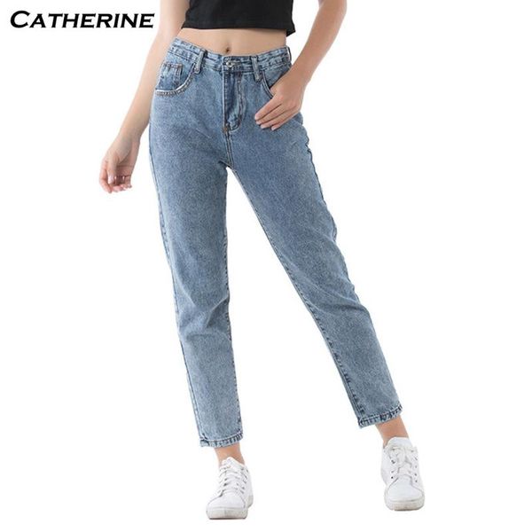 

women's jeans 2021 harem pants vintage high waist woman boyfriends full length mom cowboy denim plus size#j3, Blue