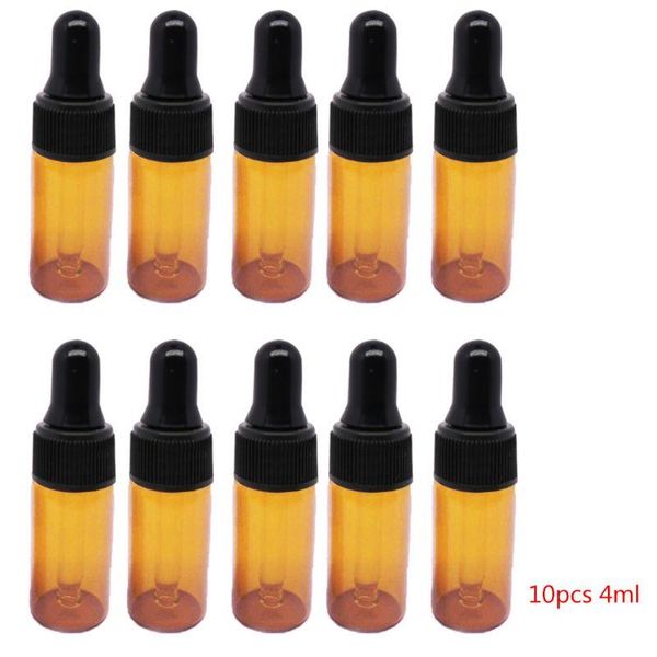 

storage bottles & jars 10pcs amber glass dropper with black cap for essential oil perfume sample bottle 667d