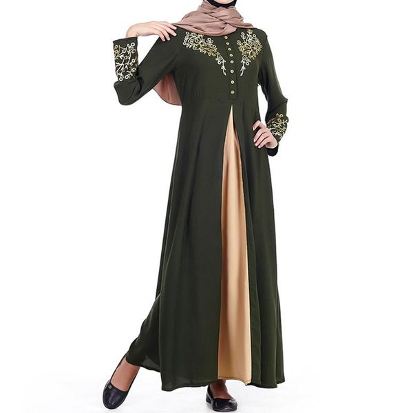 

ethnic clothing 2021 elegant printed muslim women dresses abayas robe patchwork with button party ladies dubai turkish female, Red