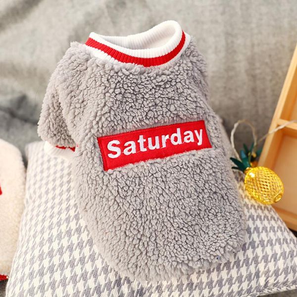 

dog apparel round neck pet jumper letter print warm fleece casual outdoor pullover puppy costume cats clothes autumn winter