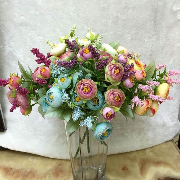 

artificial floral rose flowers wedding bride holding bouquet silk fake for home garden decoration simulation plants decorative & wreaths