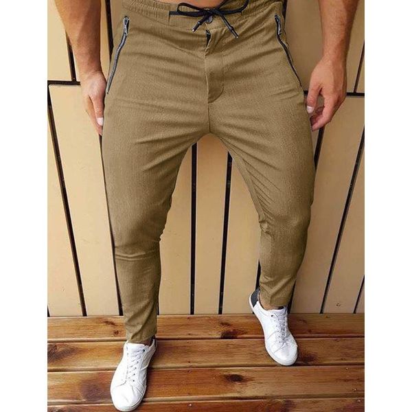 

men's pants selling fashion tapered zipper tether business casual slooking at my dick sweatpants, Black