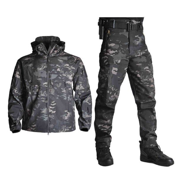

main imports: polar lining soft shell tactical et + men's trousers outdoor sportswear raincoat army camouflage suit military, Gray