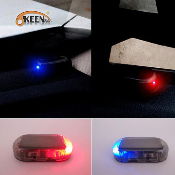 

emergency lights auto car wireless warning anti-theft caution lamp solar power simulated dummy alarm flashing security light red blue strobe
