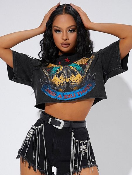 

letter & eagle print tee h7hm#, White