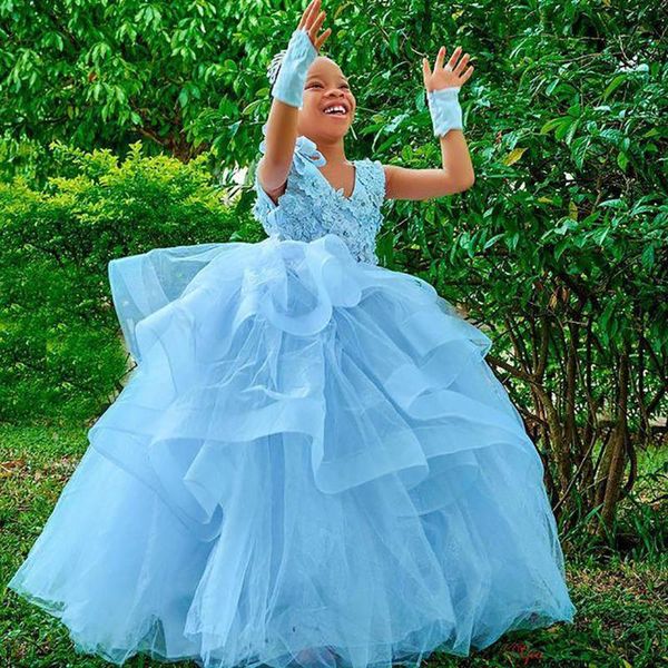 

girl's dresses v-neck beaded ball gown tulle lilttle kids birthday pageant weddding gowns backless lace flower girl, Red;yellow