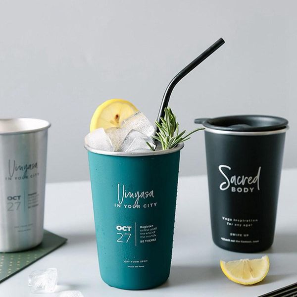

mugs stainless steel cold drink cup beer coffee milk tea juice anti-water 500ml