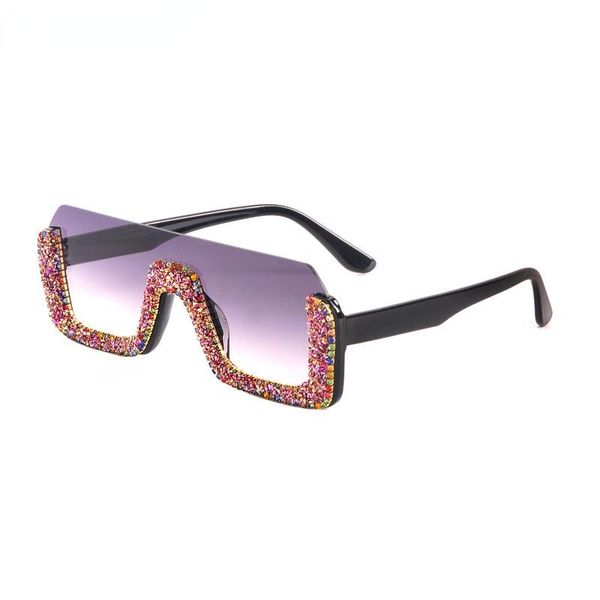 

sunglasses diamond semi-rimless square women rhinestone retro gradient sun glasses vintage oversized feminino eyeglasses uv400, White;black
