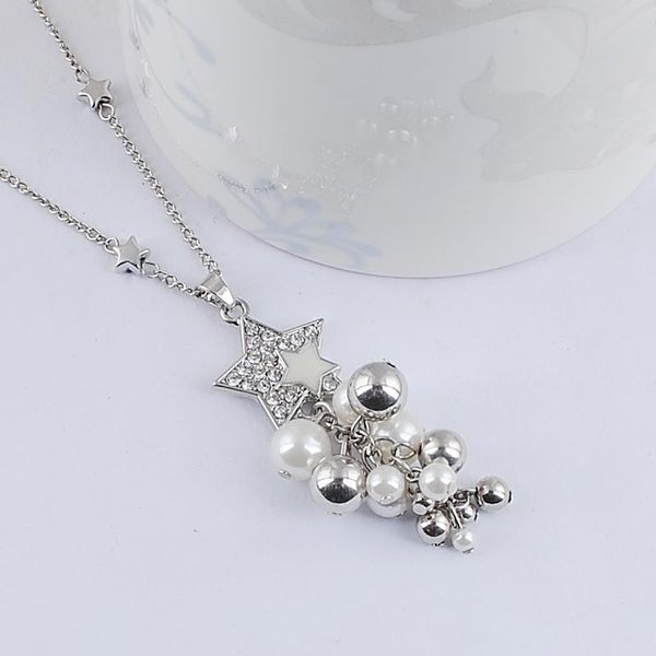 

pendant necklaces luxury three drops crystal stars necklace, Silver