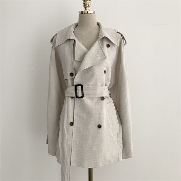 

spring autumn women's trench retro british style lapel double-breasted slim loose female es gx417 210507, Tan;black