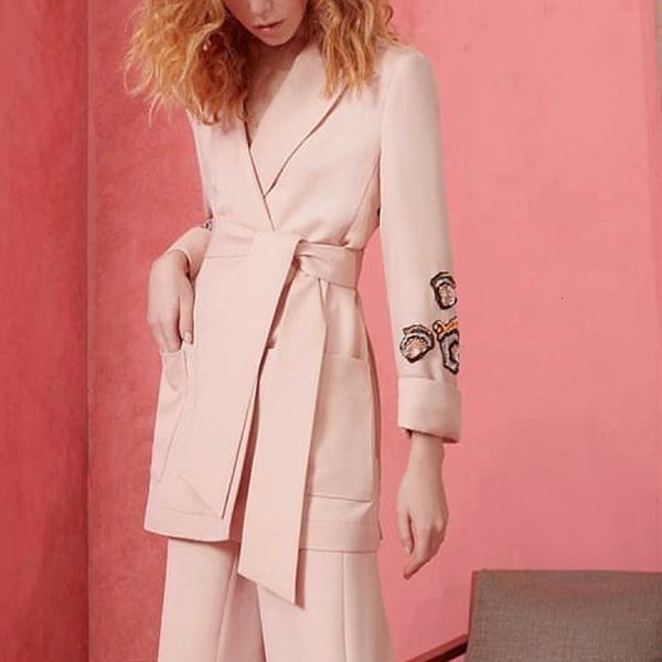 

pants autumn low-cut v-tempered jacket embroidered fine women's clothing parts, White