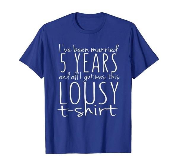 

5th year anniversary shirt five year wedding married tee, White;black
