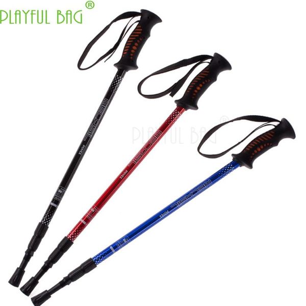 

trekking poles mountaineering crutches three straight handle bent travel hiking outdoor equipment professional absorption zk34