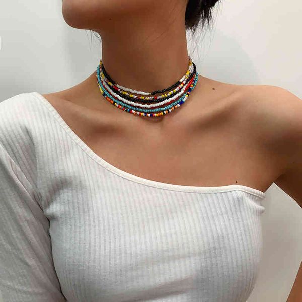 

european and american creative jewelry with fashion trendy suit personality clavicle rice bead necklace for women, Silver