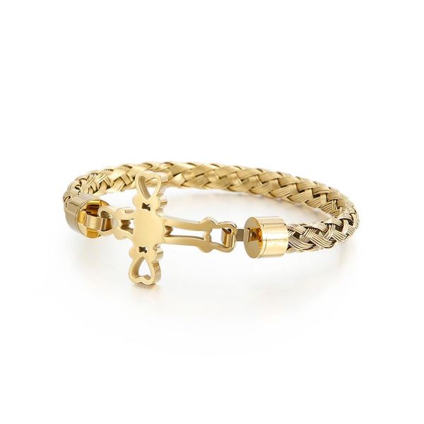 

bangle haolynjoy christian cross charm prayer bracelet men stainless steel gold chain praying cruz jewellry, Black