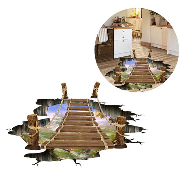 

wall stickers 3d drawbridge floor sticker wooden bridge home decor decals