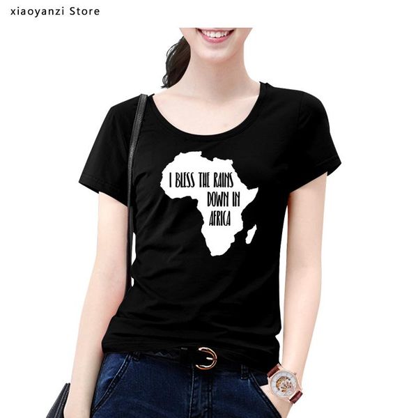 

women's t-shirt africa t shirt i bless rains down in women o-neck shirts cotton tee black summer ou-322814, White
