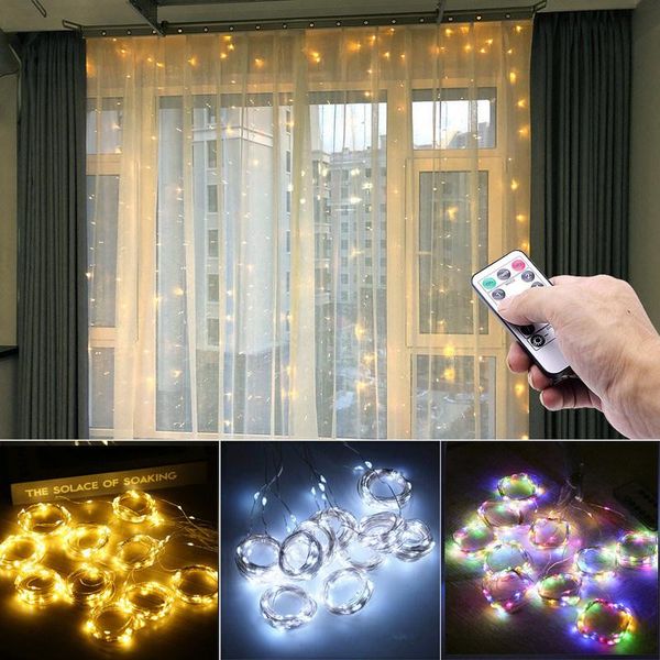 

strings 3m led fairy lights string remote control solar light garland curtain lamp holiday christmas decoration for home bedroom window
