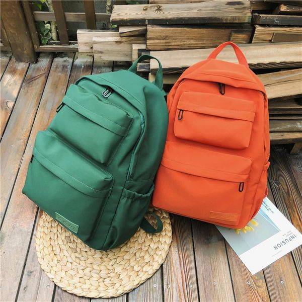 

backpack 2021 simple double pocket junior high school student schoolbag girl cute large capacity water repellent