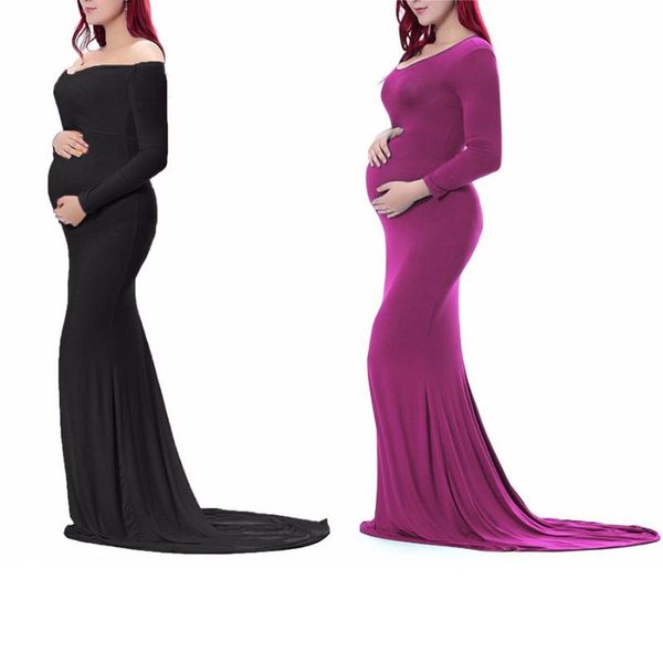 

maternity dresses fashion dress for po shoot maxi gown shoulderless lace fancy women pography props, White