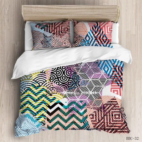 

bedding sets 2-3 pieces multi- graphic mosaic set stylish color down quilt cover pillowcase single double  king full size