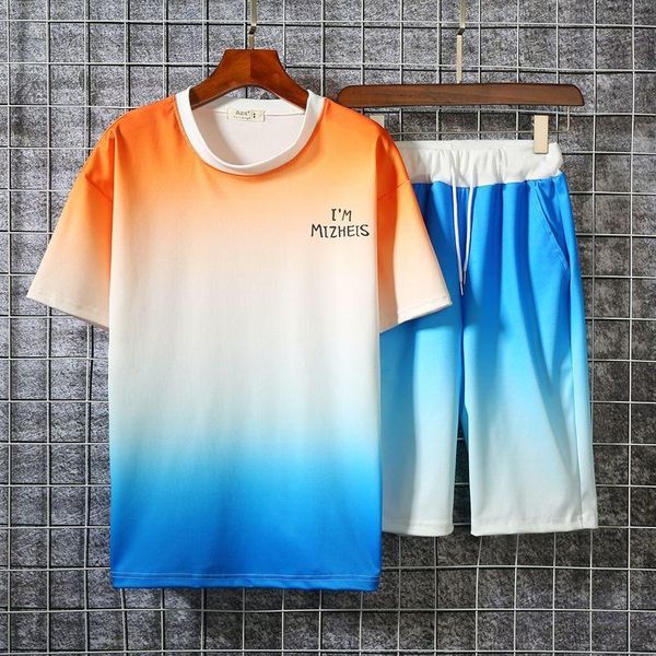 

men's tracksuits [short sleeve / suit]summer ice silk suit korean fashion casual sportswear, Gray