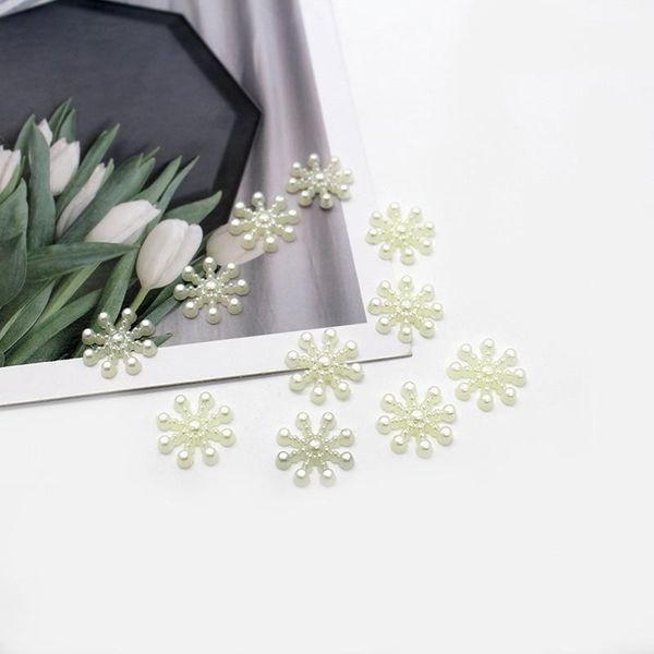 

christmas decorations 100pcs white pearl resin snowflake flatbacks embellishments diy phone scrapbooking crafts 12mm