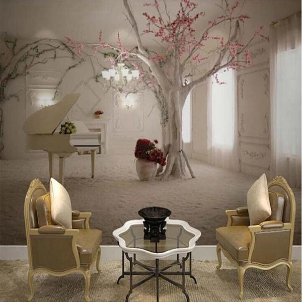 

wallpapers custom modern simple trunk piano art self adhesive wallpaper living room restaurant non-woven plant mural quarto 3d