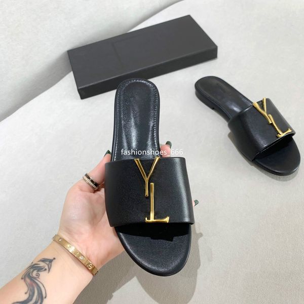 

2023 luxuries designer men's women's slippers sandals shoes slide summer fashion wide flat flip flops with box size 35-42, Black