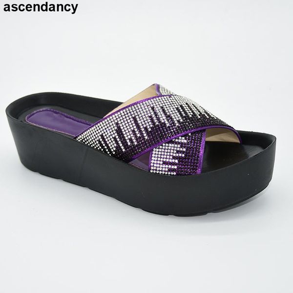 

dress shoes fashion italian women wedding pumps decorated with rhinestone slip on for nigerian luxury sandals, Black