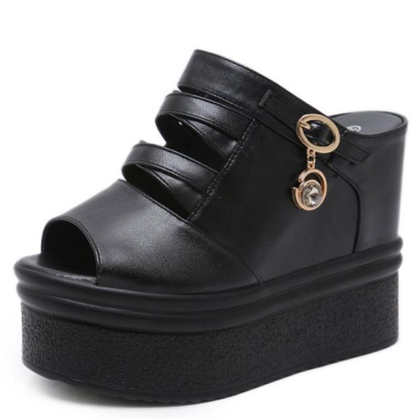 

dress shoes gigifox brand fashion gothic slip on summer black white wedges pumps mules platform high heels casual woman