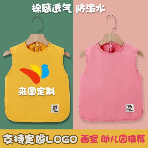 

apronschildren's smock printing long sleeve waterproof apron painting clothes art baby eating bib