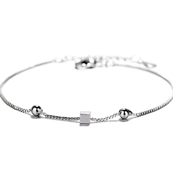 

link, chain brushed square bracelet charm for women geometric fashion korean trendy simple lady party jewelry gift boyulige, Black